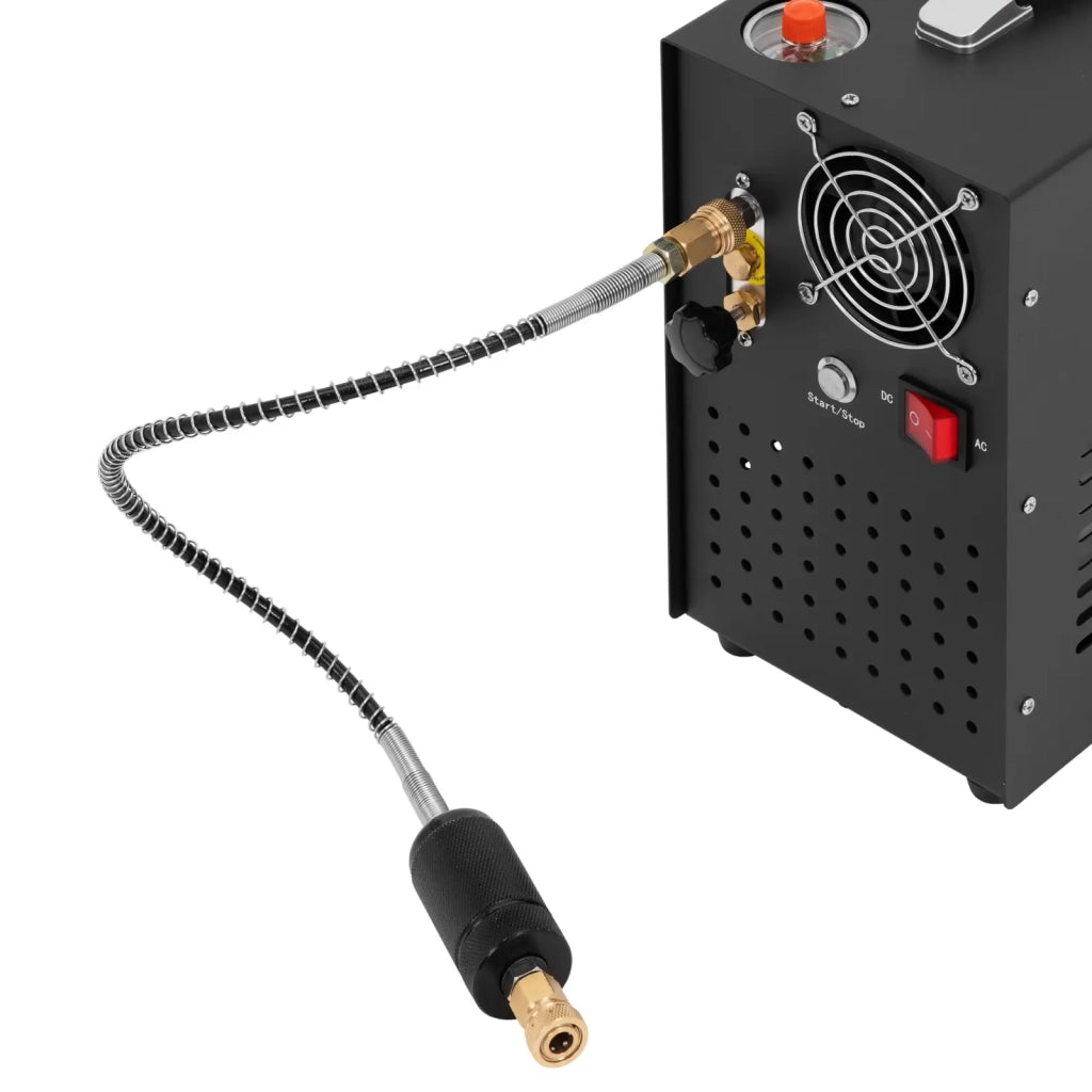 Compressore PCP 300 bar 12/220 volt 400 watt spegnimento automatico lamiera di ferro zincata alluminio nero 14_0008722