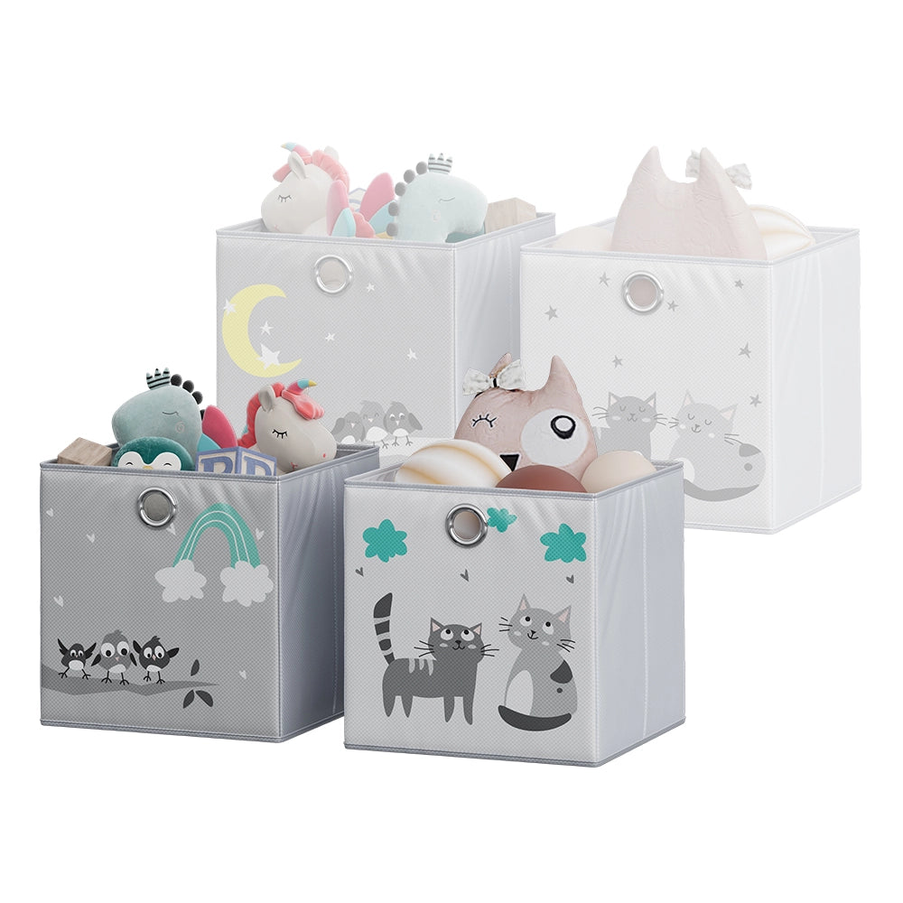 Vicco Scatola pieghevole Grigio (gatti e uccelli) 30 x 30 cm (motivo gatti e uccelli)