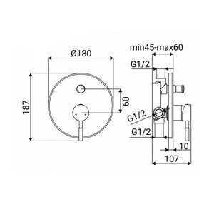 Miscelatore Incasso Doccia con Deviatore Serie Delton in Finitura Acciaio