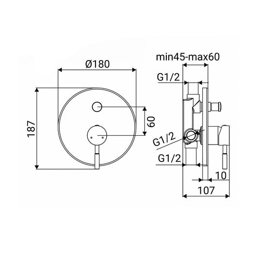 Miscelatore Incasso Doccia con Deviatore Serie Delton in Finitura Acciaio
