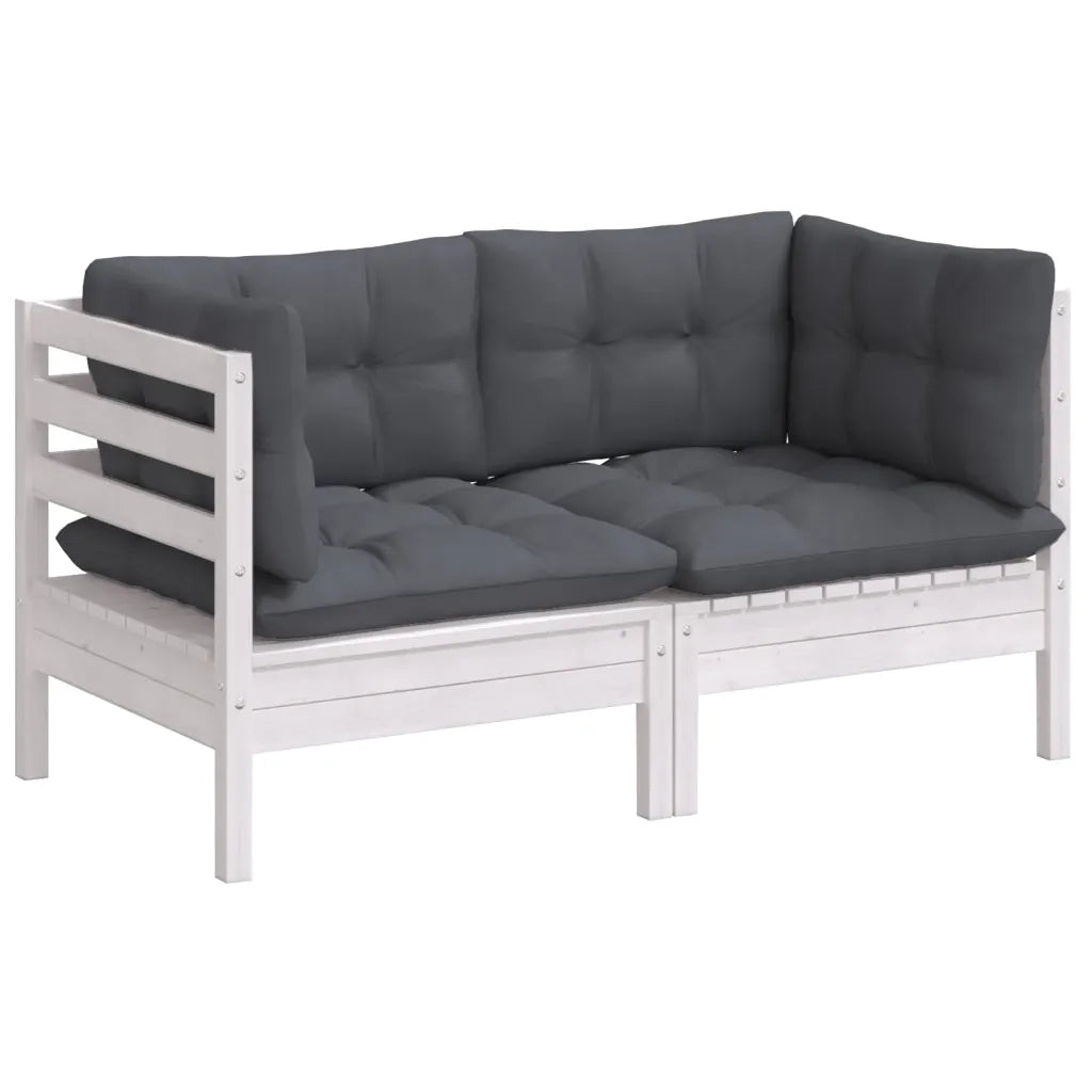 Divano da Giardino 2 Posti-Sofa da giardino con Cuscini Antracite Legno di Pino