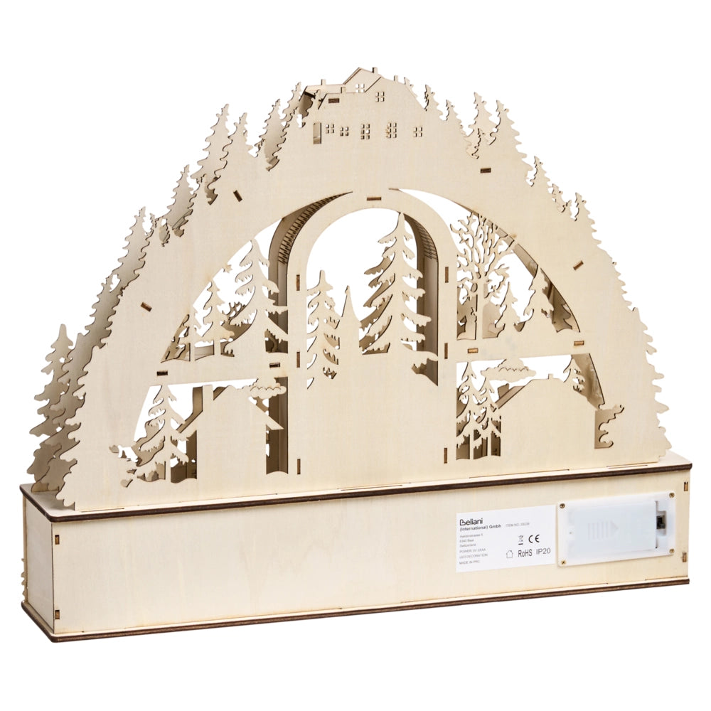 Decorazione natalizia in legno con illuminazione LED Ornamento Accessori natalizi alimentati a batteria Marrone chiaro