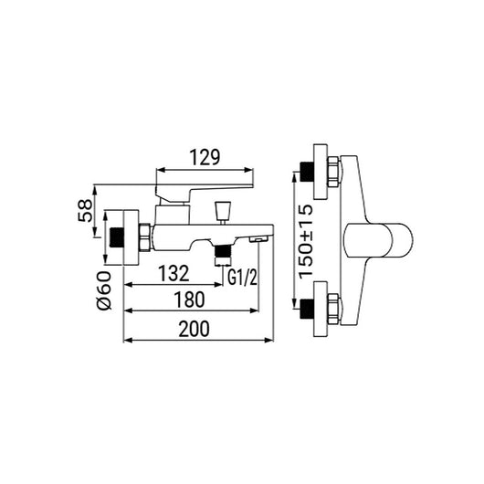 Miscelatore Vasca Serie Rover Cromato