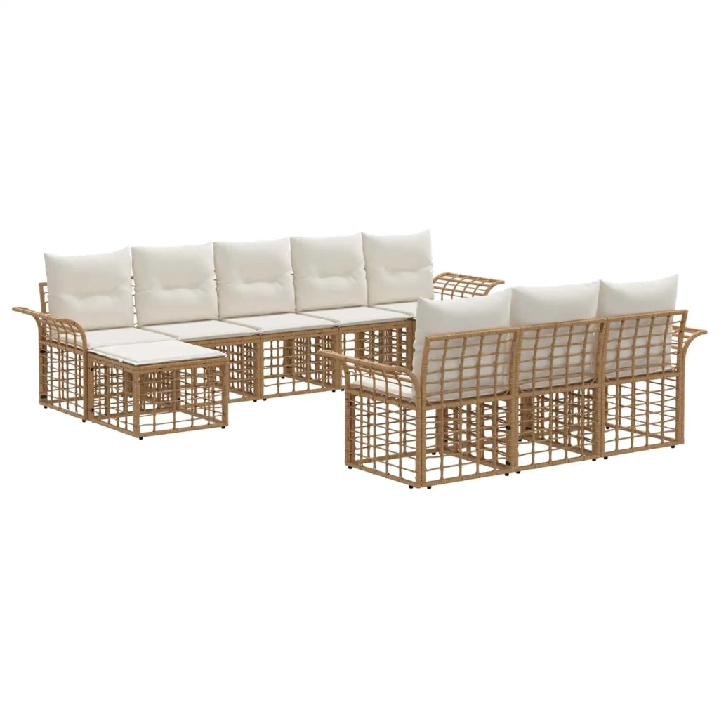 Set di divani da esterno 10 pcs Naturale e Bianco Crema