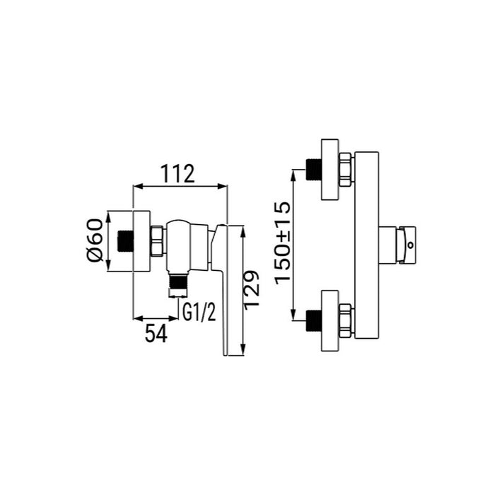 Miscelatore Esterno Doccia Serie Rover Cromato