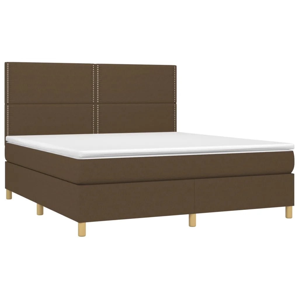 Letto a Molle Materasso e LED MarroneScuro 180x200cm in Tessuto 3135376