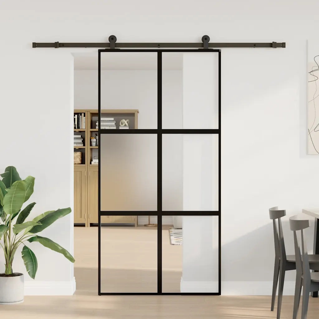 Porta Scorrevole con Ferramenta Vetro Temperato Alluminio 3332976