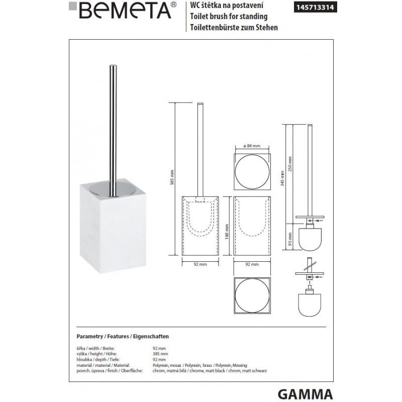 Scopino GAMMA in Resina Bianco Opaco 38,5 x9,2 x9,2 cm