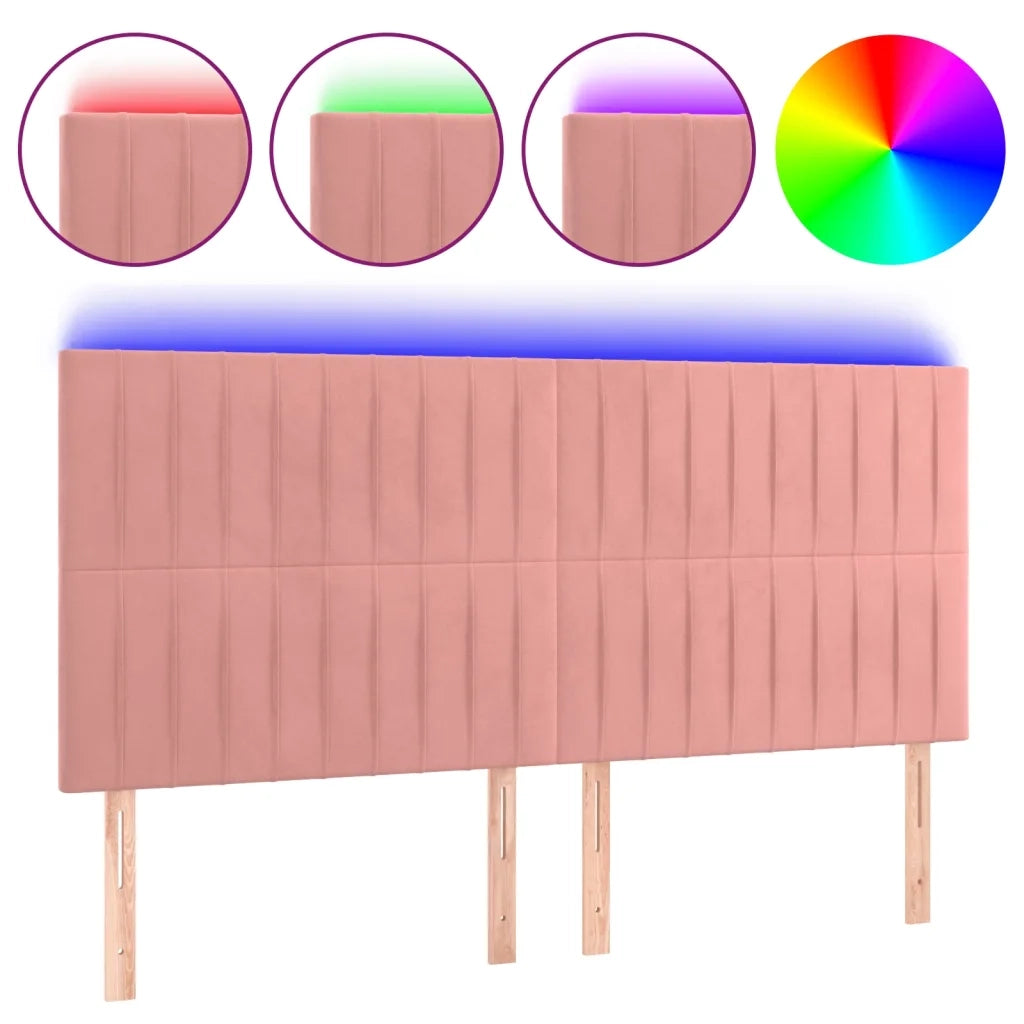Testiera a LED-Testata con LED rosa 200x5x118/128 cm in Velluto 404541