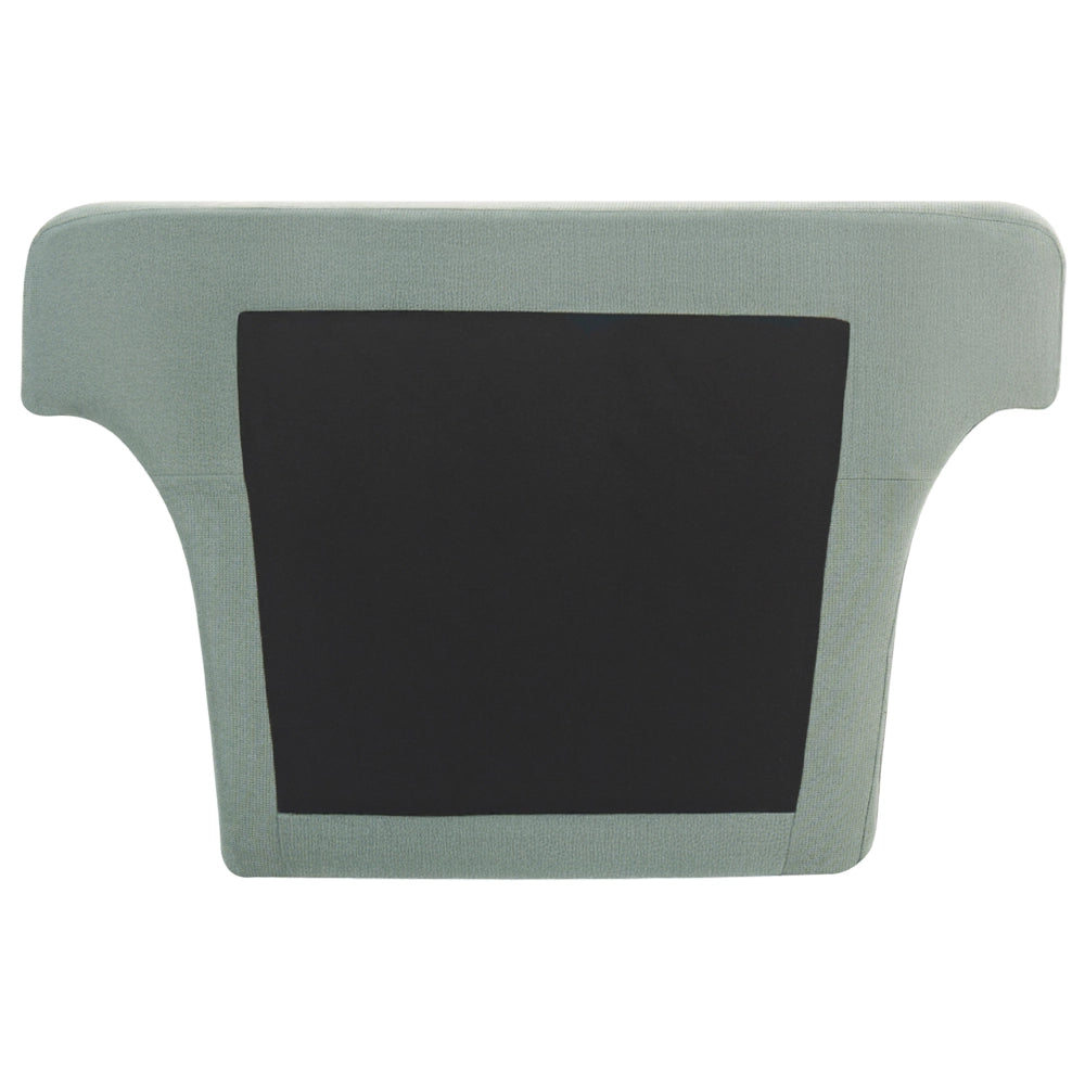 Poltrona verde chiaro rivestita in ciniglia con gambe rotonde in legno e braccioli per soggiorno, angolo lettura, stile moderno minimalista