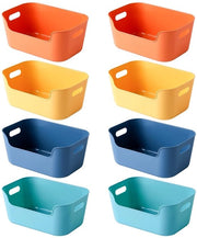 Set di archiviazione in plastica da 8 - Scatole archiviazione da accumulare - Organizzatore - Cassa rettangolare - 15,5x10,5x6 cm - Per cucina/bagno/ufficio