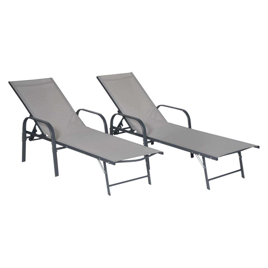 Set di 2 lettini in textilene grigio SARDINIA - struttura antracite