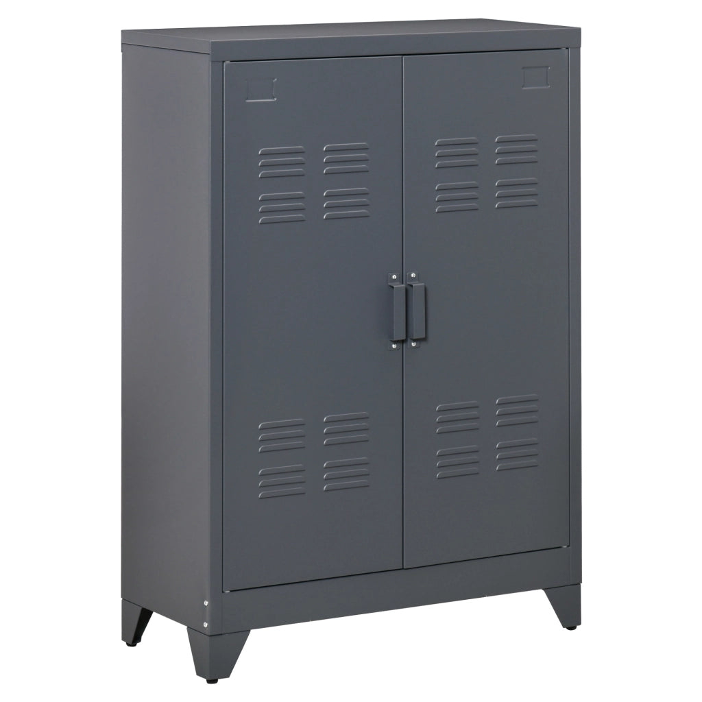Armadio a 2 Ante in Stile Industriale ¨C zephmum ¨C Grigio, 75x33x110 cm