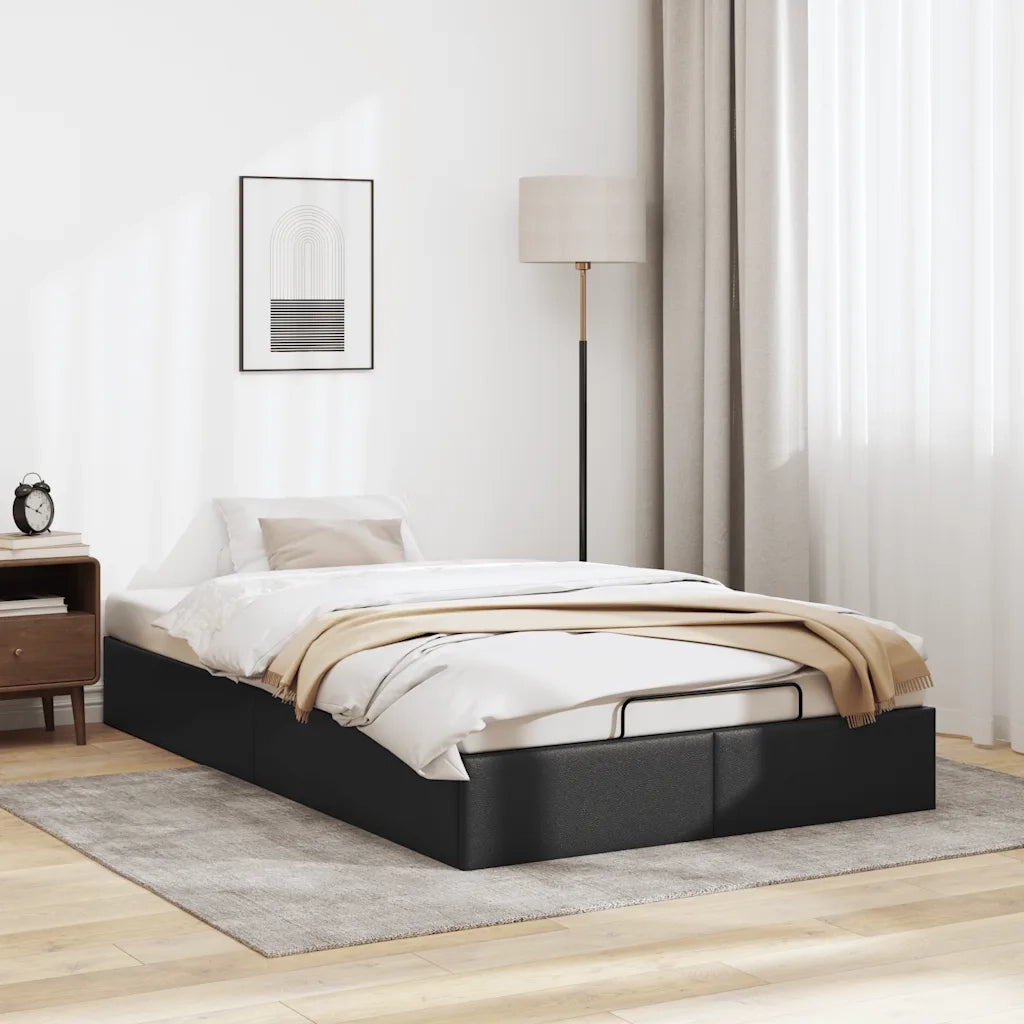 Struttura Letto Pouf senza Materasso Nero 120x200 cm Similpelle