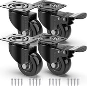 Ruote per mobili con manubri e viti - 50 mm a 200 KG - 4 pezzi - Senza segni di passaggio - Ruote per mobili - Mobili - Ruote per carrello - Nero