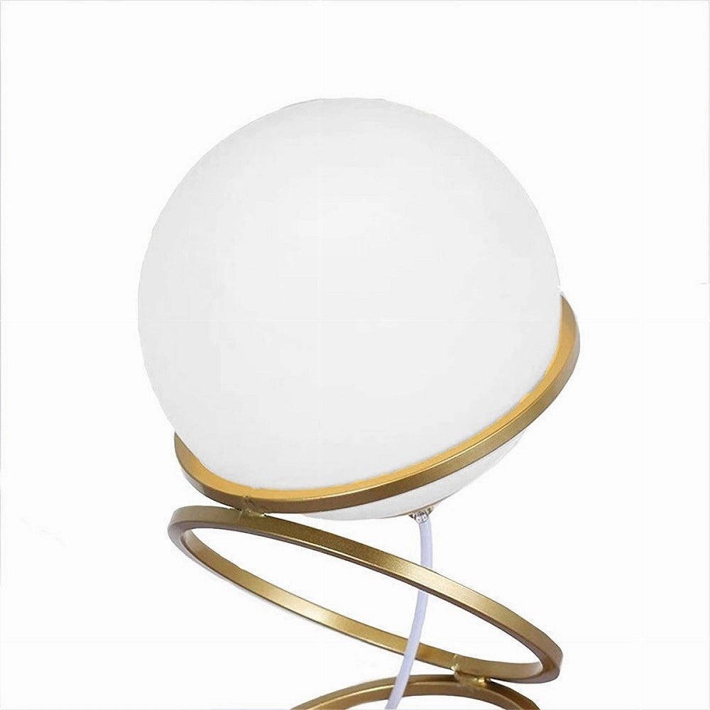 Trade Shop - Lampada Da Tavolo Minimalista Lume In Metallo Bronzo Con Sfera In Vetro G9 D31 -