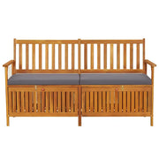 CassaPanca da Giardino | Panchina con Cuscino 148 cm in Legno Massello di Acacia