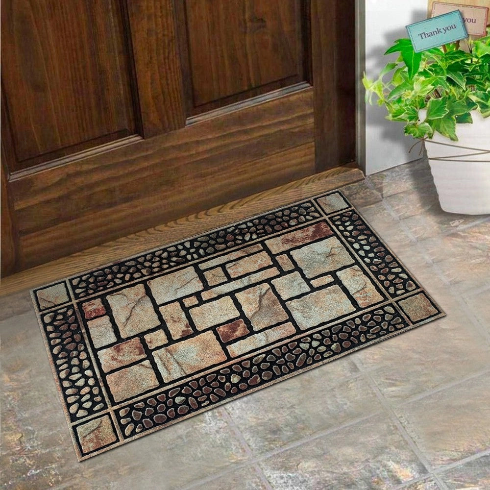 Zerbino Ingresso Robusto Spesso 1 Cm Pietre 3D Antiscivolo Assorbente Tappeto Entrata Casa Dis_A