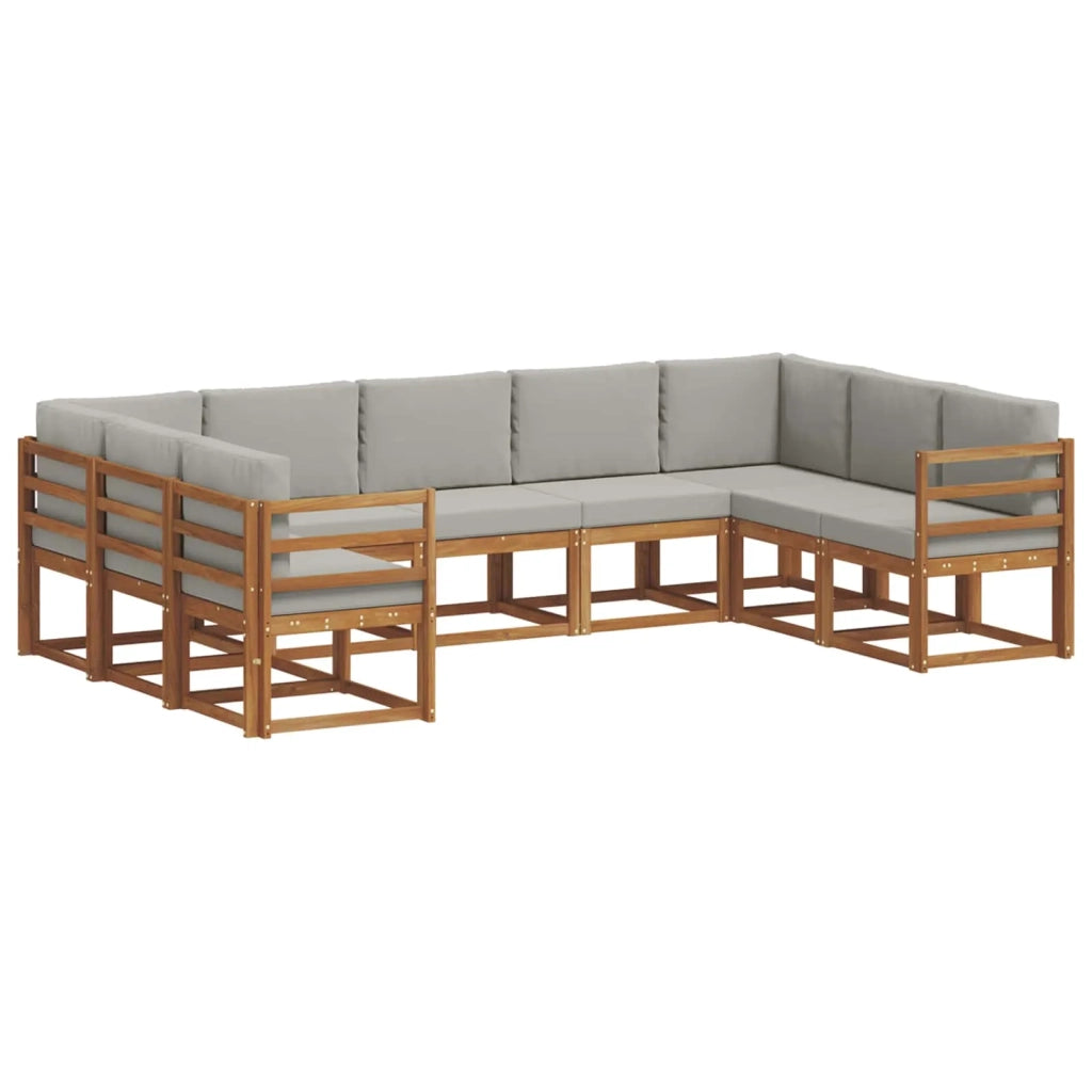 Set di divani da esterno 9 pcs Grigio Naturale e Chiaro