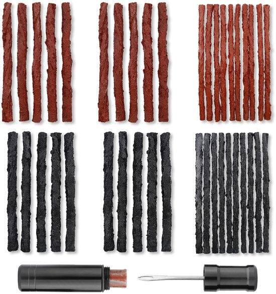 Set di riparazione tubeless da 7 pezzi per mountain bike, set di riparazione per pneumatici, kit di pezzi di ricambio per pneumatici senza tubi, kit di patch per pneumatici senza tubi, per bicicletta da montagna, nero e marrone