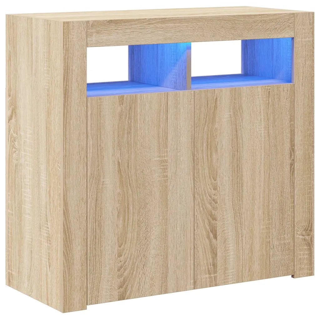 Credenza con Luci LED Rovere Sonoma 80x35x75 cm cod mxl 48247