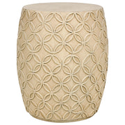 Tavolo Beige Chiaro in fibra di vetro con piano rotondo a forma di tamburo Macchia UV Ruggine Acqua Vento Resistente Boho Moderno Soggiorno all'aperto