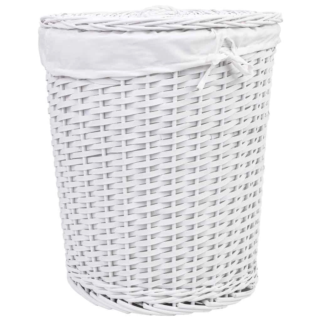 Set di 3 cestini in vimini bianchi: L: 43x43x50 cm, M: 36x36x43 cm, S: 30x30x37 cm