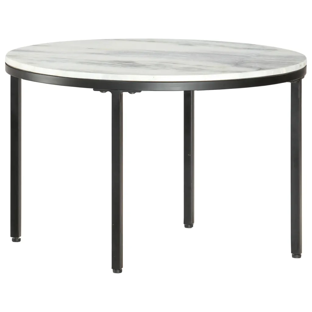 Tavolino da CaffÃ¨ Bianco e Nero Ã˜65 cm in Vero Marmo Solido cod mxl 15176