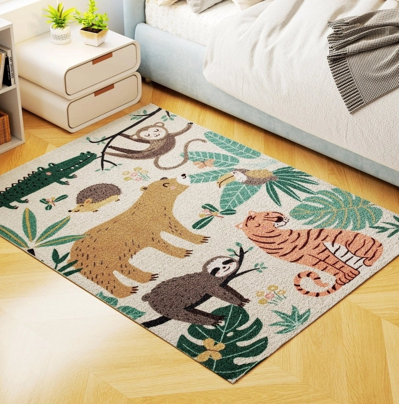 Tappeto multicolore con scena tropicale in poliestere 160 x 120 cm