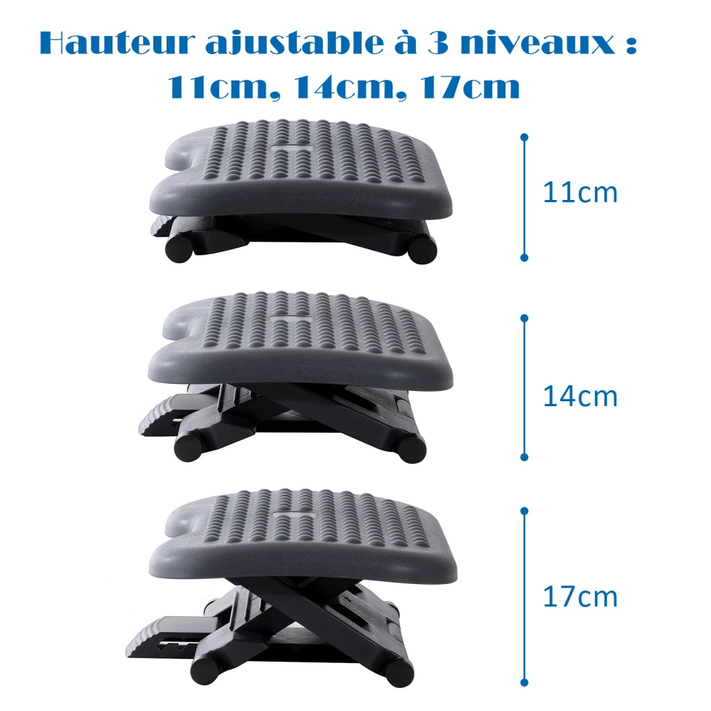 Poggiapiedi ergonomico ¨C zephmum ¨C regolabile in altezza e angolo, grigio scuro