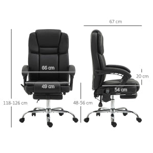 SEDIA UFFICIO con massaggio e riscaldamento, reclinabile, 66x67x118-126 cm, nero