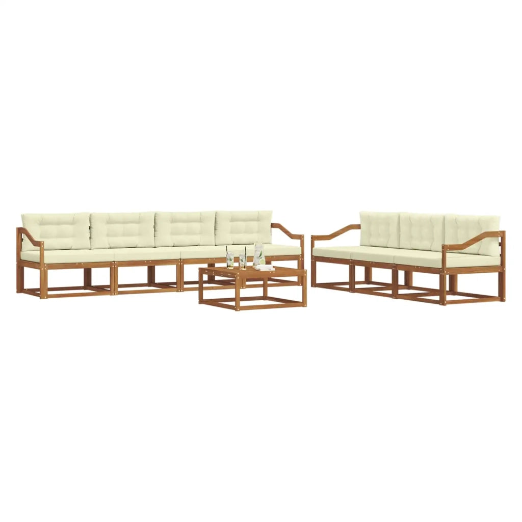 Set di divani da esterno con cuscino 8 pcs Naturale e Crema