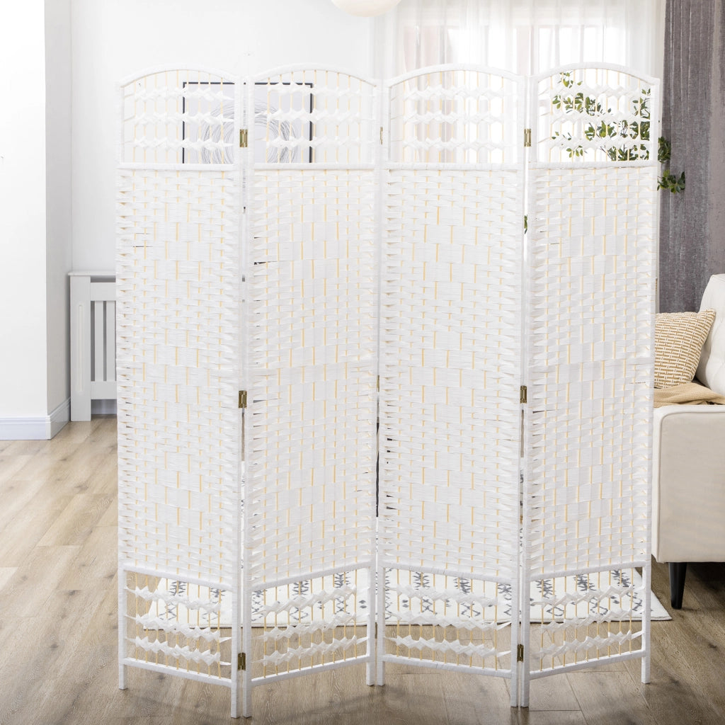 Paravento Pieghevole a 4 Ante ¨C zephmum ¨C 160x170 cm Bianco