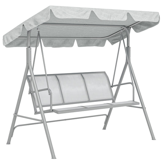 Dondolo da Giardino 3 Posti 171x108x154 cm con Tetto Parasole Rimovibile Grigio Chiaro