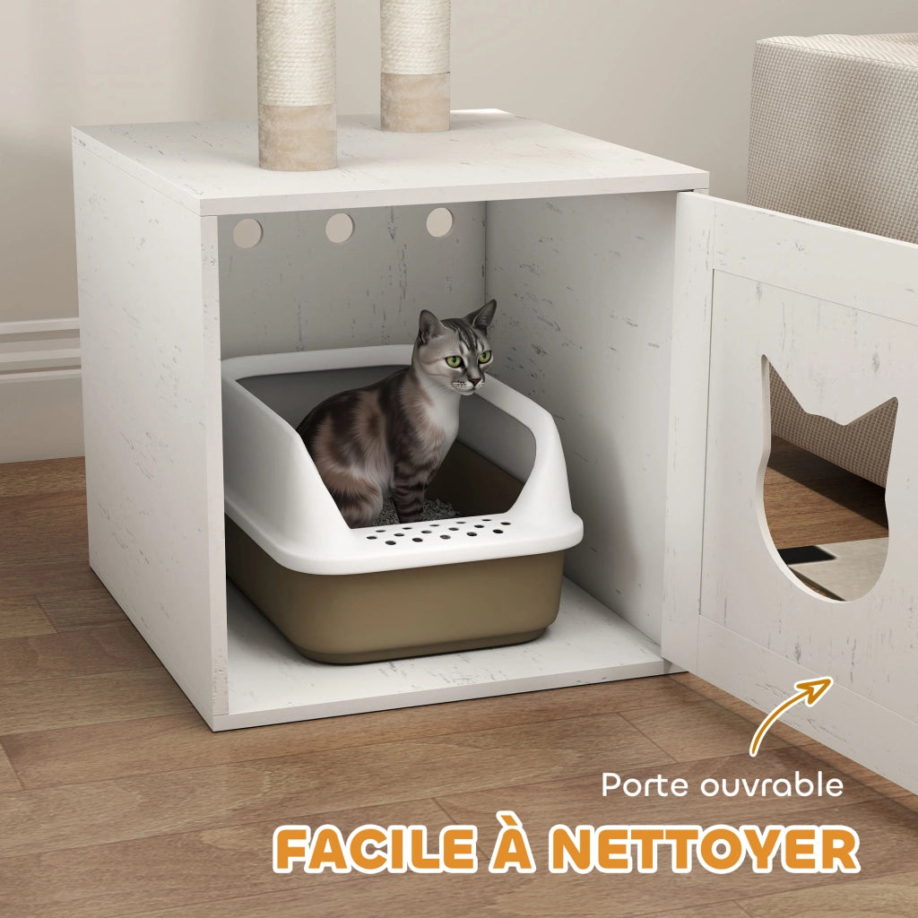 Tiragraffi per Gatti con Lettiera Nascosta ¨C Xylo ¨C 129 cm Crema 2-in-1