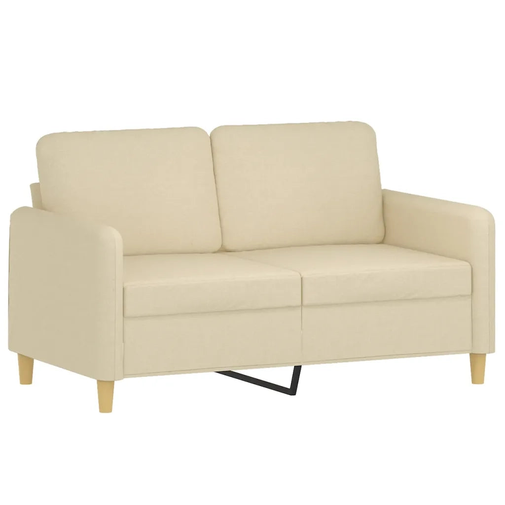 Set di Divani 3 pz con Cuscini Crema in Tessuto