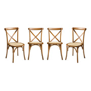 Set 4 sedie da bistrot vintage in legno, noce