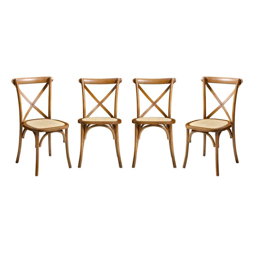 Set 4 sedie da bistrot vintage in legno, noce