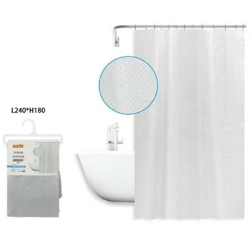 Trade Shop - Tenda Doccia Antimuffa Impermeabile 240x180 Cm Anelli Grigia Texture Rombi 59822 -