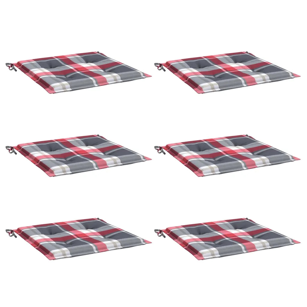 Cuscini per Sedia 6 pz a Quadri Rossi 50x50x4 cm Tessuto Oxford 314070