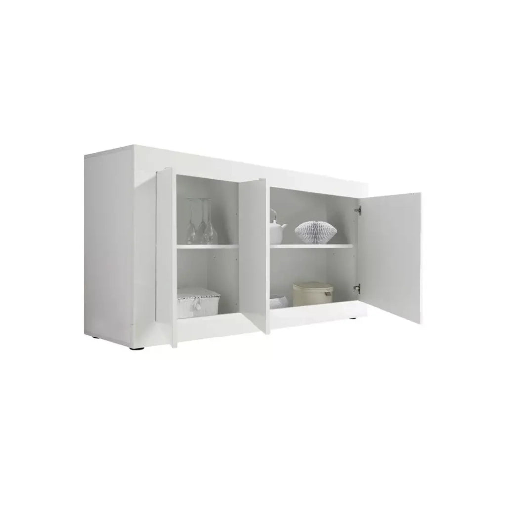 Buffet 3 ante, collezione ISORA, colore bianco lucido lacato