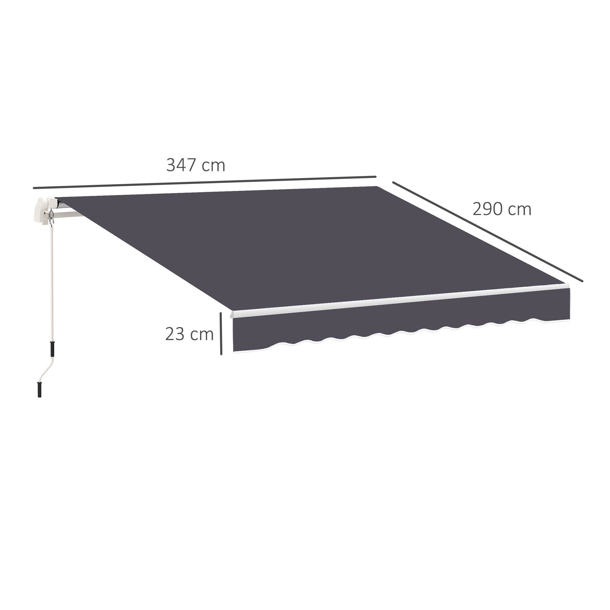 Telo di Ricambio per Tenda a Bracci Retrattile 347x290 cm  in Poliestere Anti UV Grigio