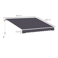 Telo di Ricambio per Tenda a Bracci Retrattile 347x290 cm  in Poliestere Anti UV Grigio