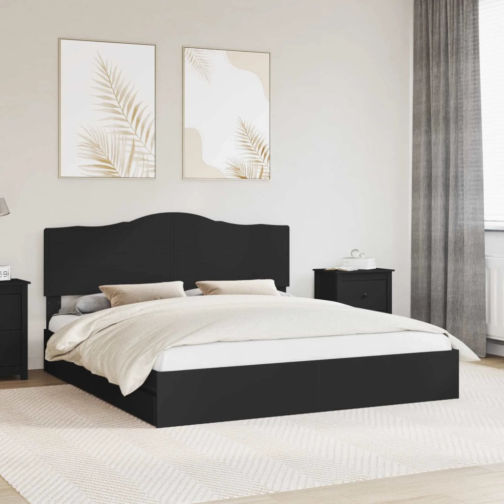 Letto con Contenitore Nero 200 x 200 cm Legno multistrato