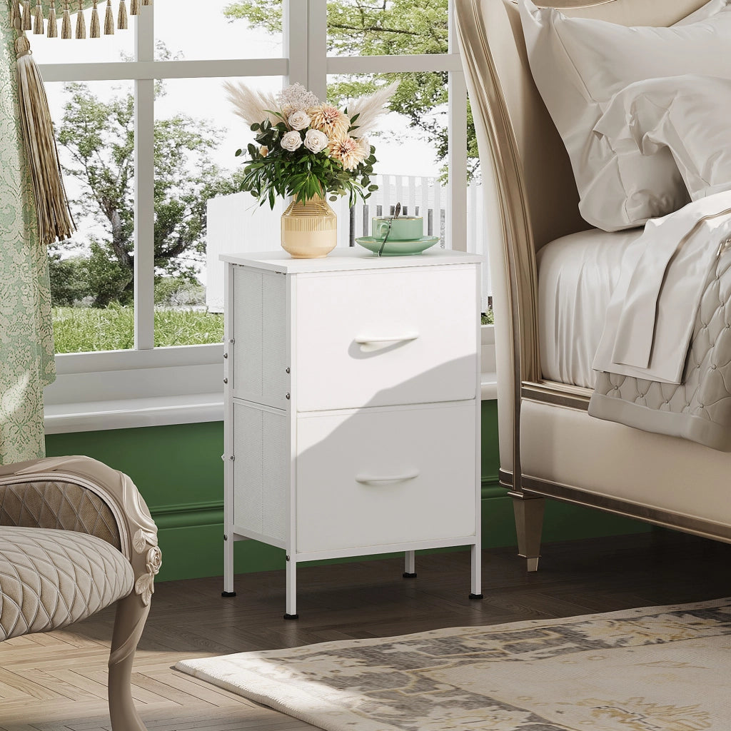 Cassettiera con 2 cassetti in tessuto ¨C zephmum ¨C Bianco 60x40x