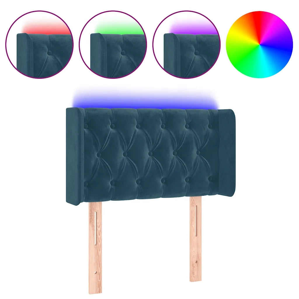 Testiera a LED-Testata con LED Blu Scuro 83x16x78/88 cm in Velluto 409793