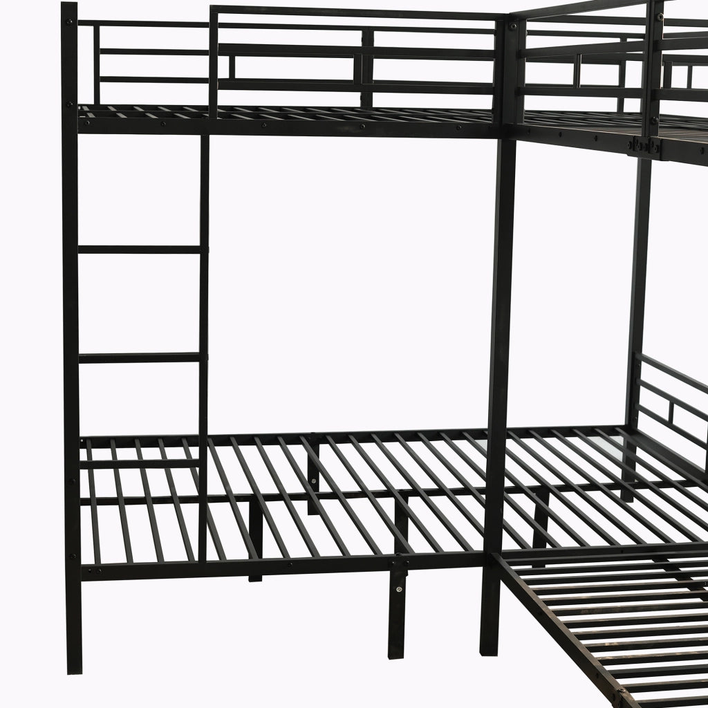 LETTO A CASTELLO 90x200 cm e 140x200 cm con scala a 3 gradini nero