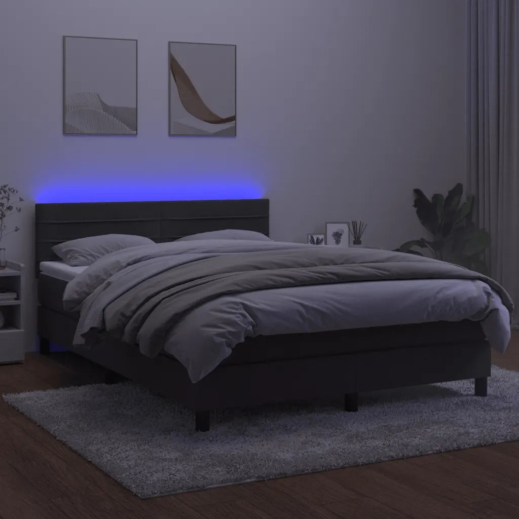 Letto a Molle con Materasso e LED Grigio Scuro 140x190 cm cod mxl 62300