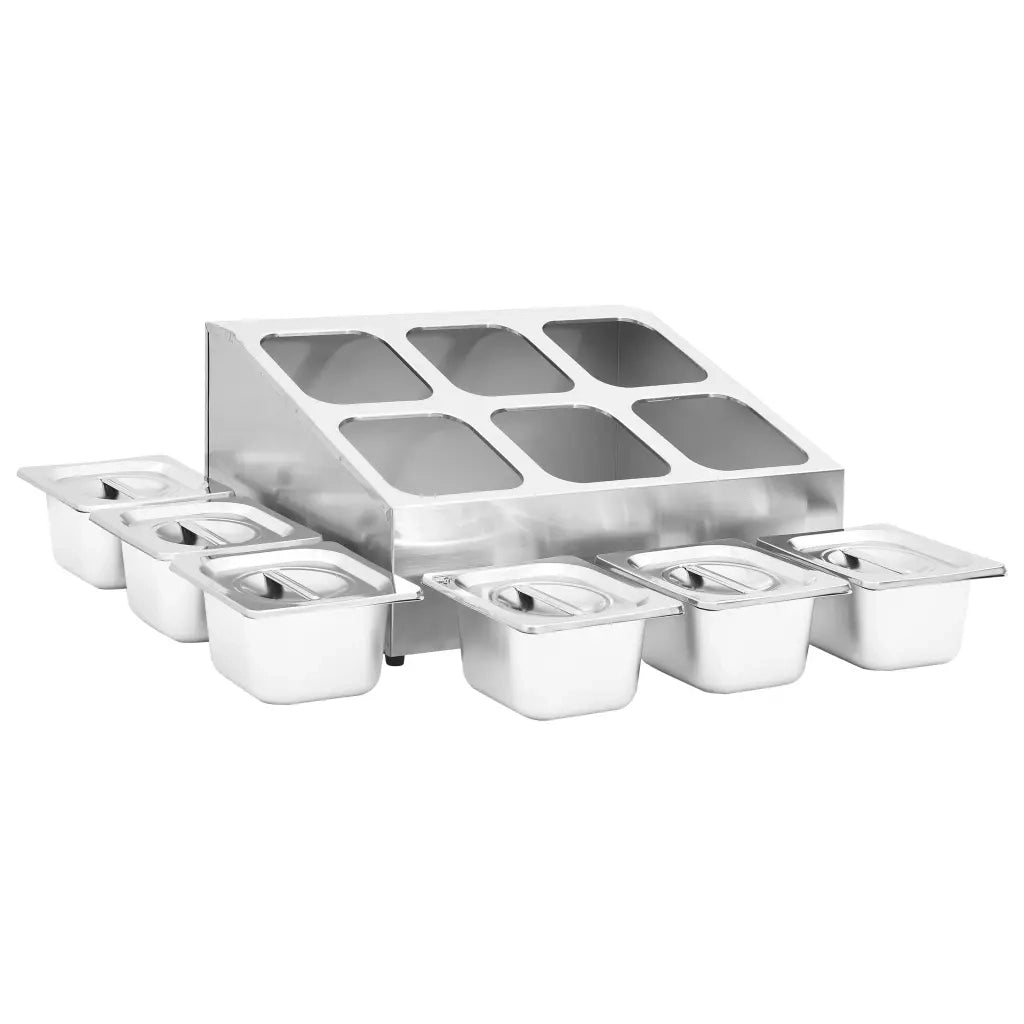 Supporto Gastronorm con 6 Contenitori GN 1/6 in Acciaio Inox 51224