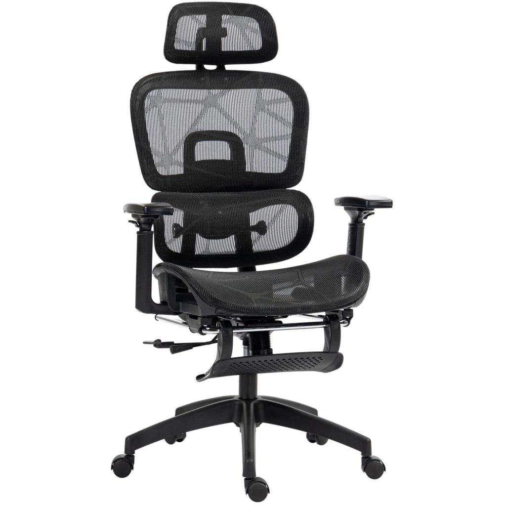 Sedia da ufficio ergonomica in rete con poggiapiedi